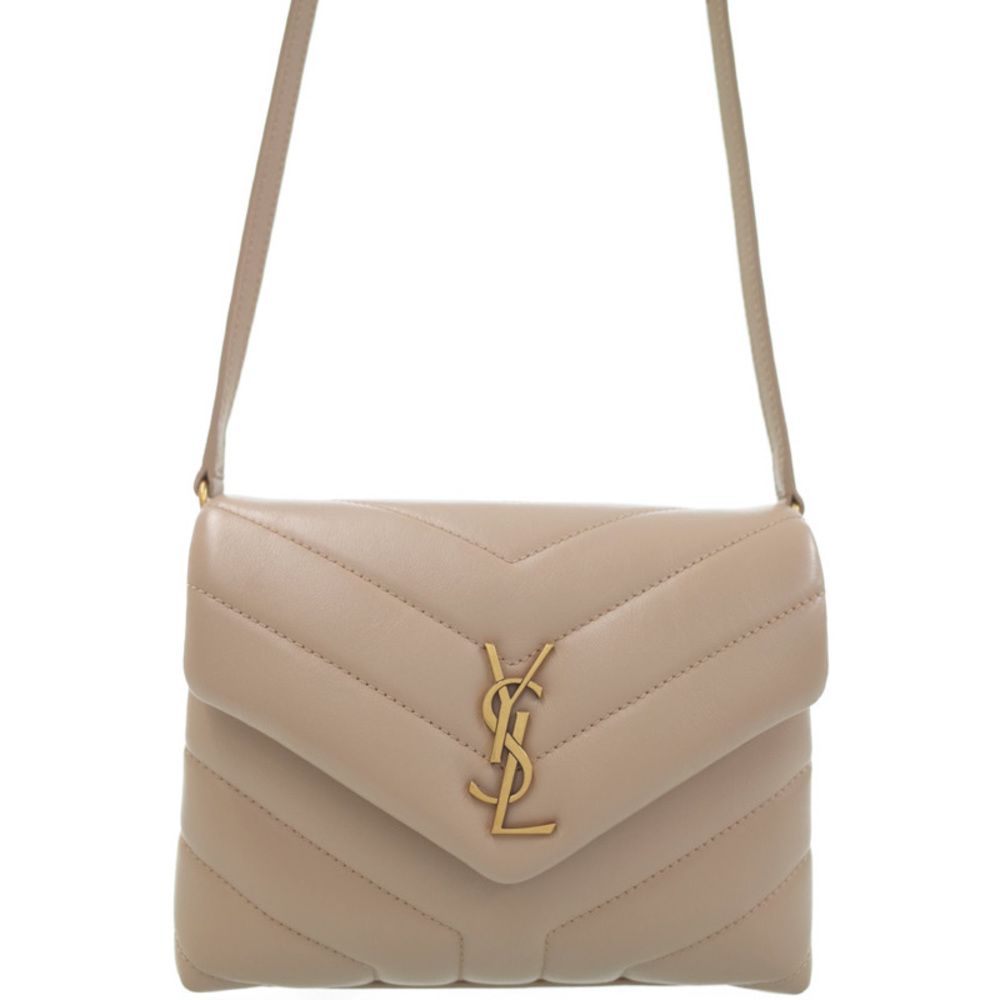 Saint Laurent Paris Monogram Loulou Strap Bag Beige Black